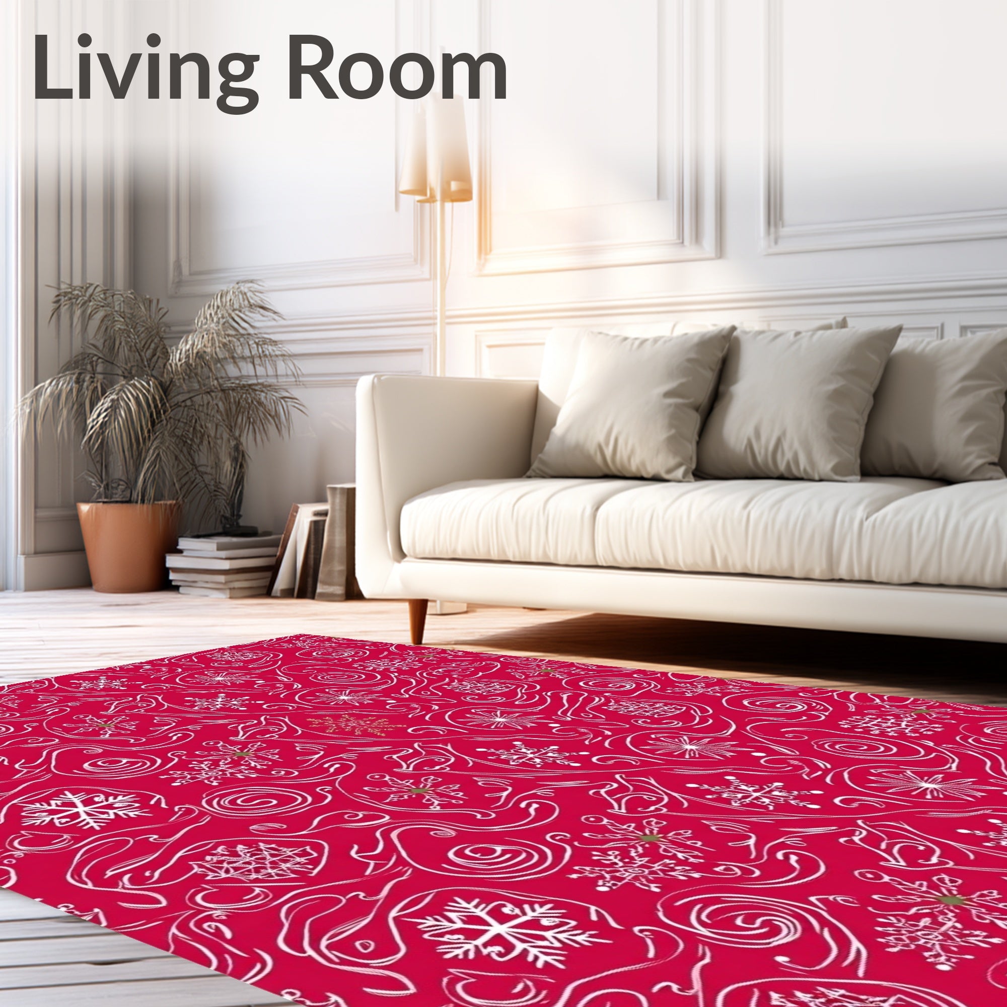 Festive Snowflake Swirls Pattern Rug