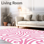 Pink Swirl Abstract Line Art Rug