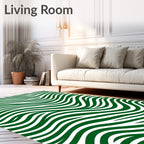 Emerald Green Abstract Swirl Pattern Rug