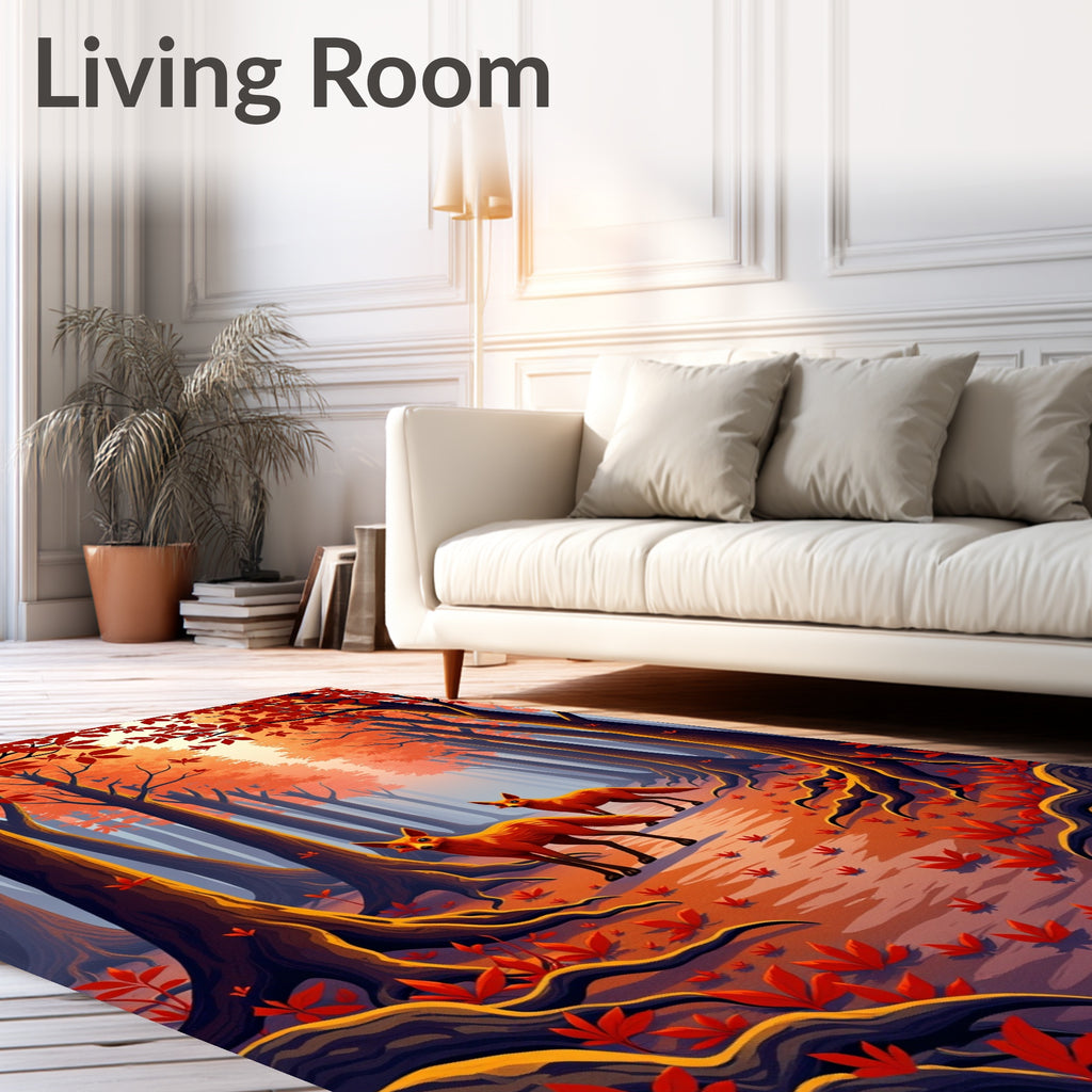 Enchanted Forest Fox Pattern Rug