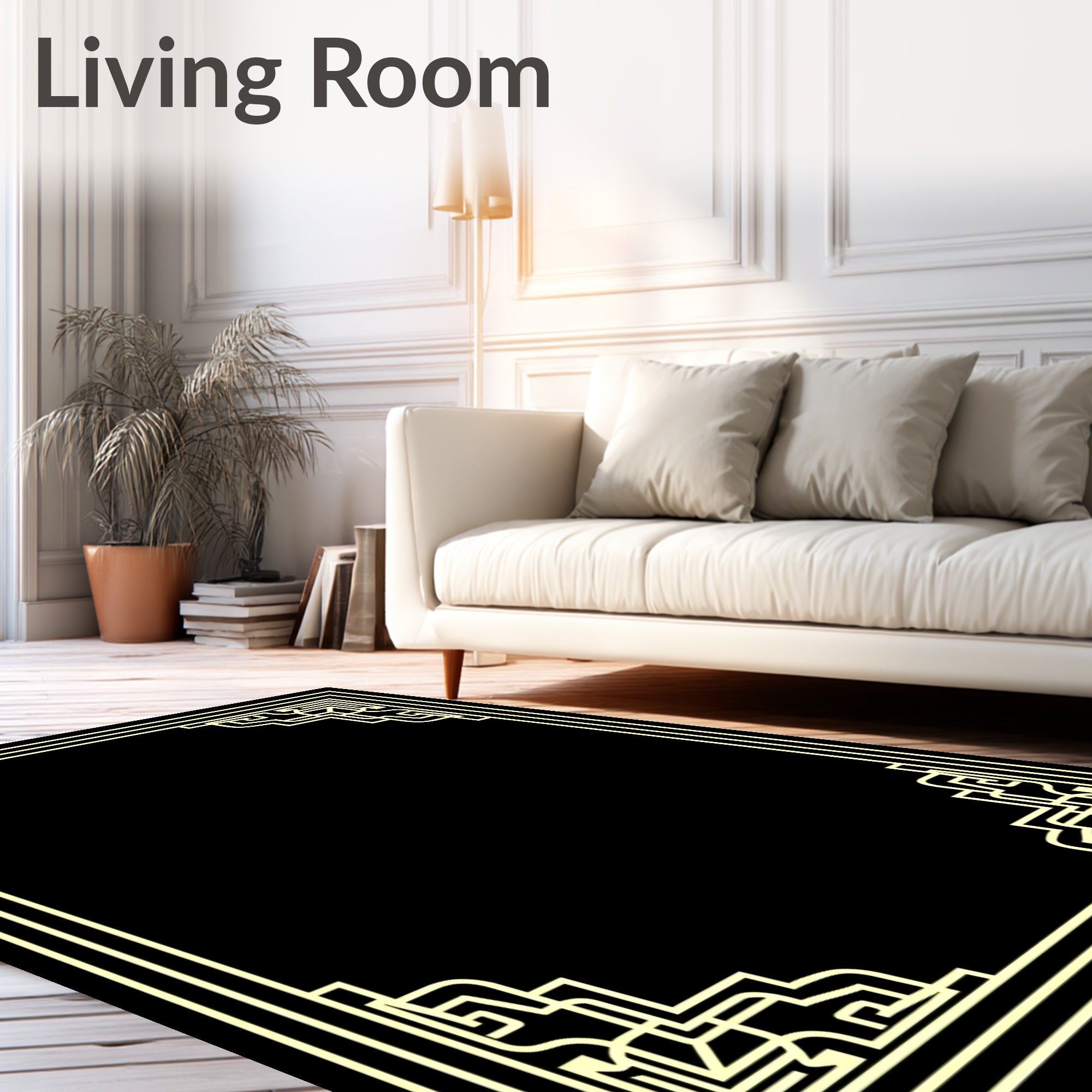 Modern Geometric Accent Frame Rug