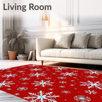 Winter Snowflake Pattern Red Rug