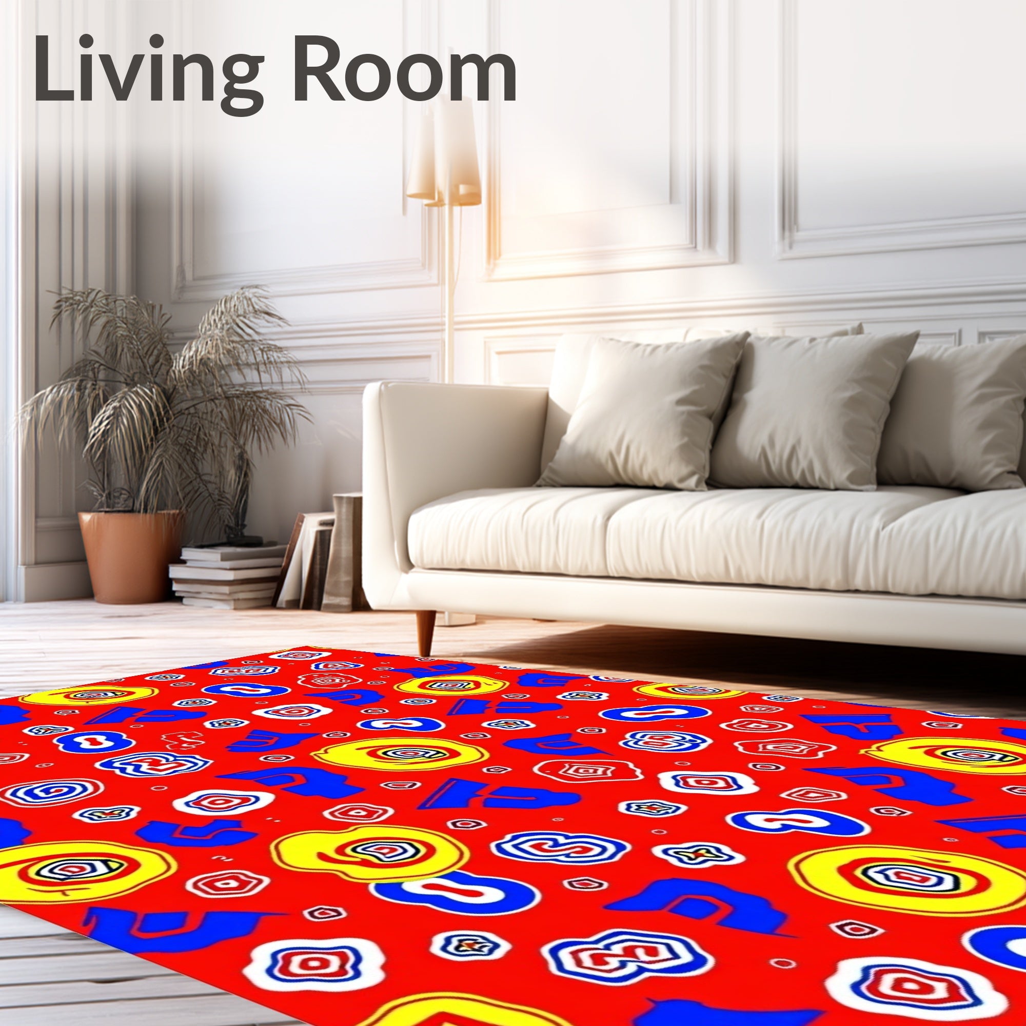 Abstract Bold Shapes Red Background Rug