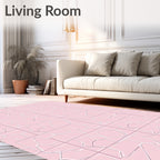 Pink Cracked Tile Pattern Design Rug