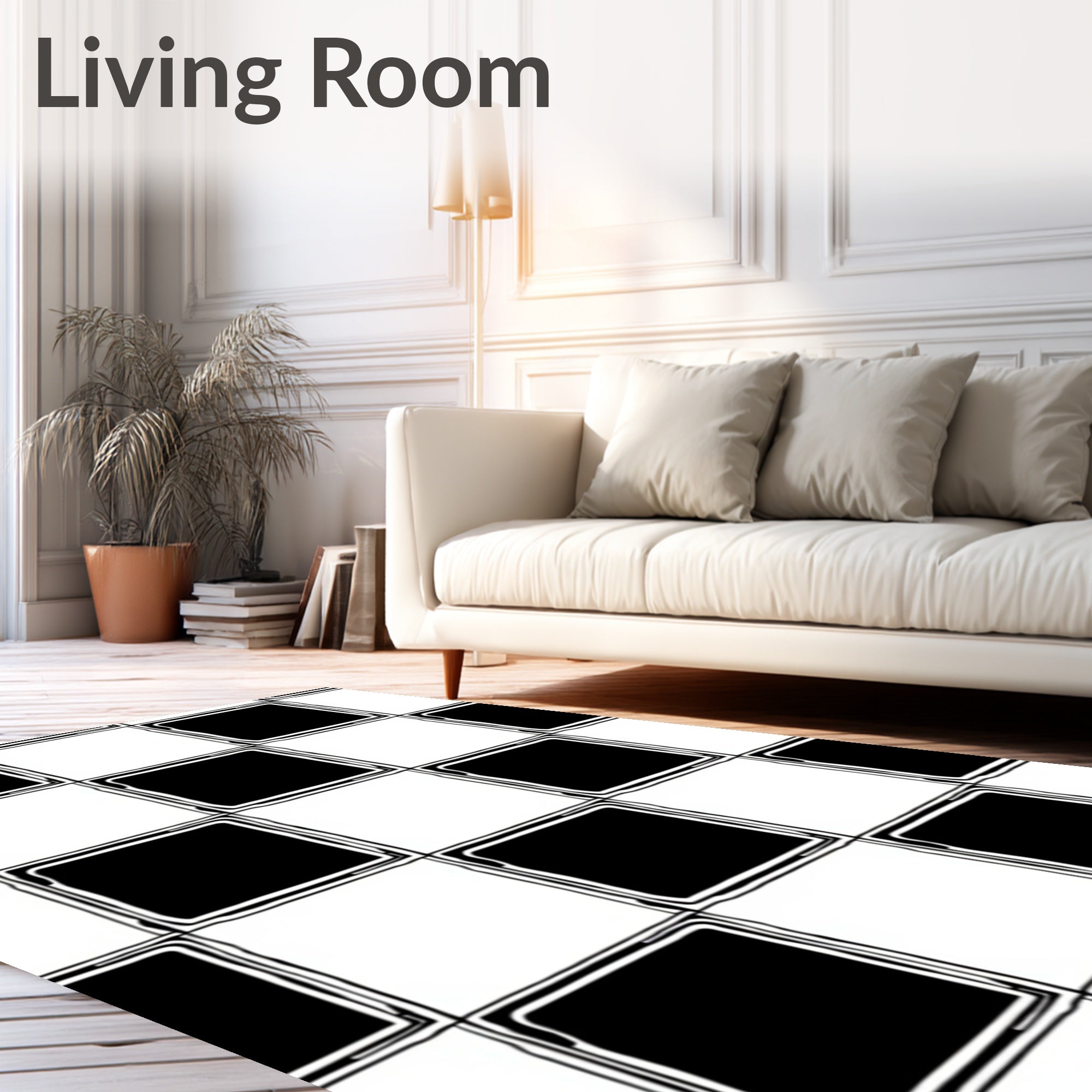 Modern Checkerboard Contrast Design Rug