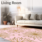 Golden Starburst Floral Pattern Rug