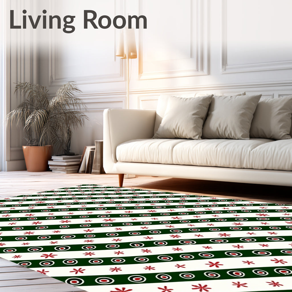 Diagonal Stars Circles Pattern Rug