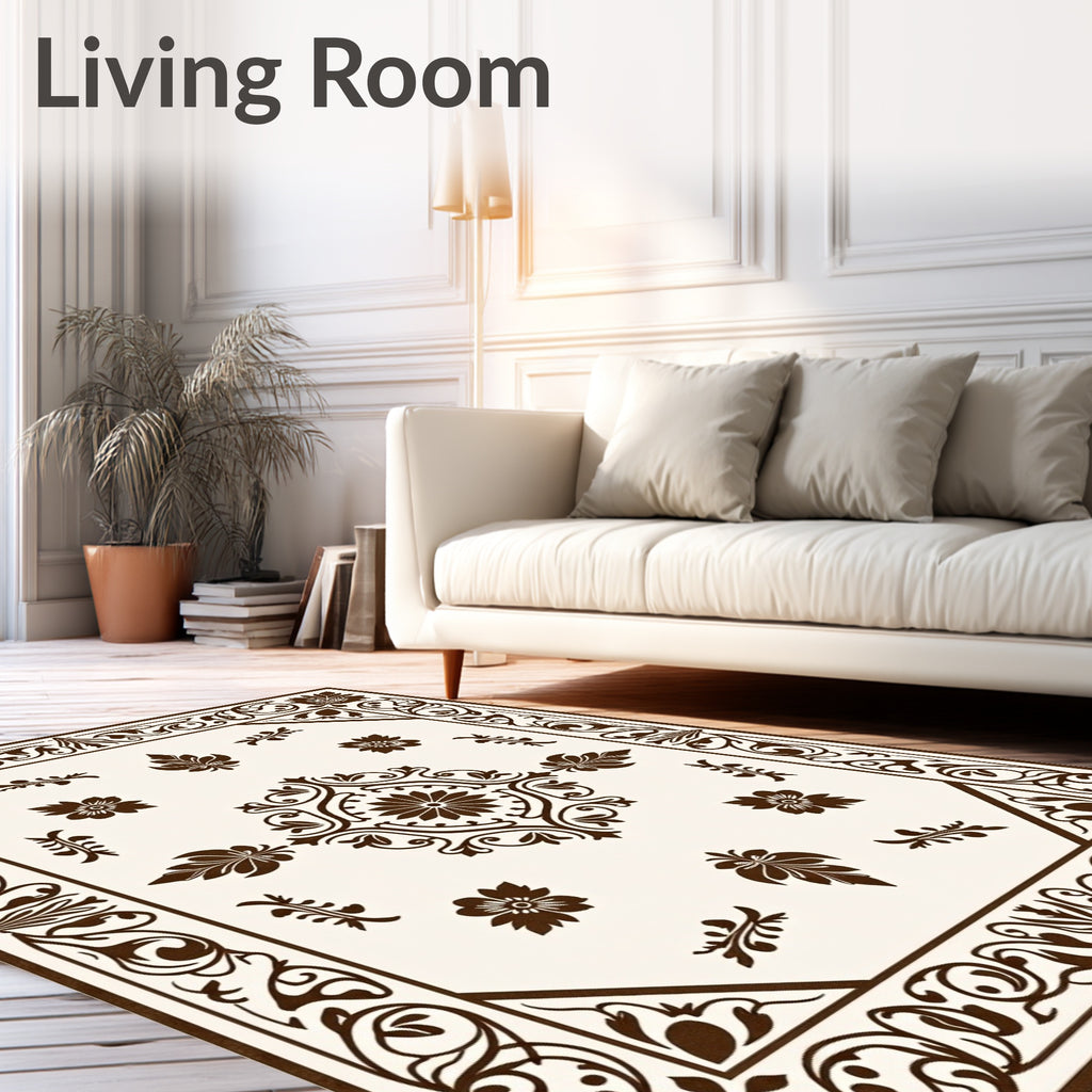 Ornate Floral Leaf Pattern Rug