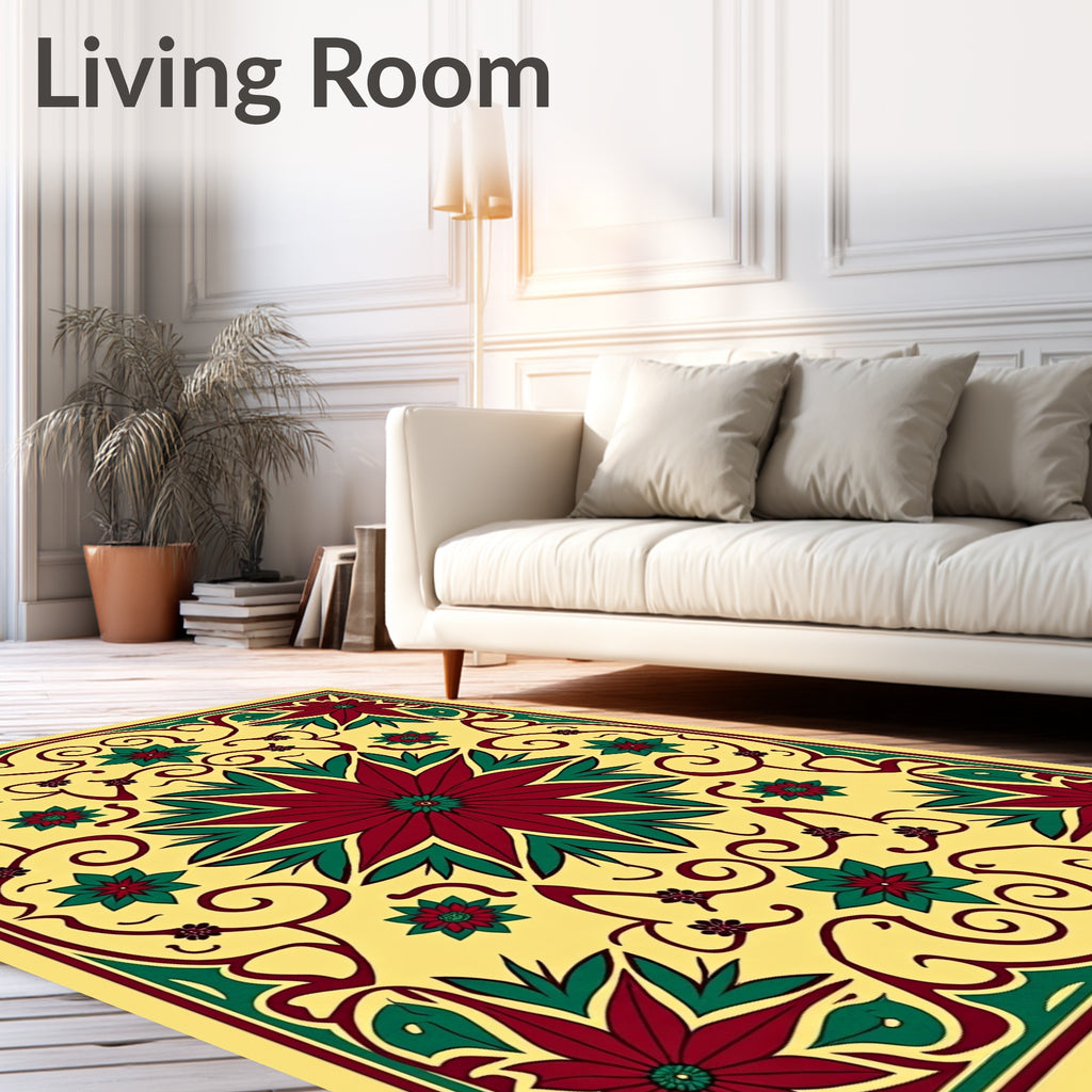 Radiant Floral Scrollwork Decorative Rug