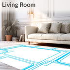 Abstract Blue Grid Pattern Rug