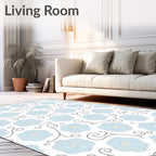 Light Blue Floral Vine Pattern Rug