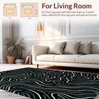 Abstract Teal White Wavy Lines Rug