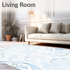 Soft Blue Abstract Floral Swirl Rug