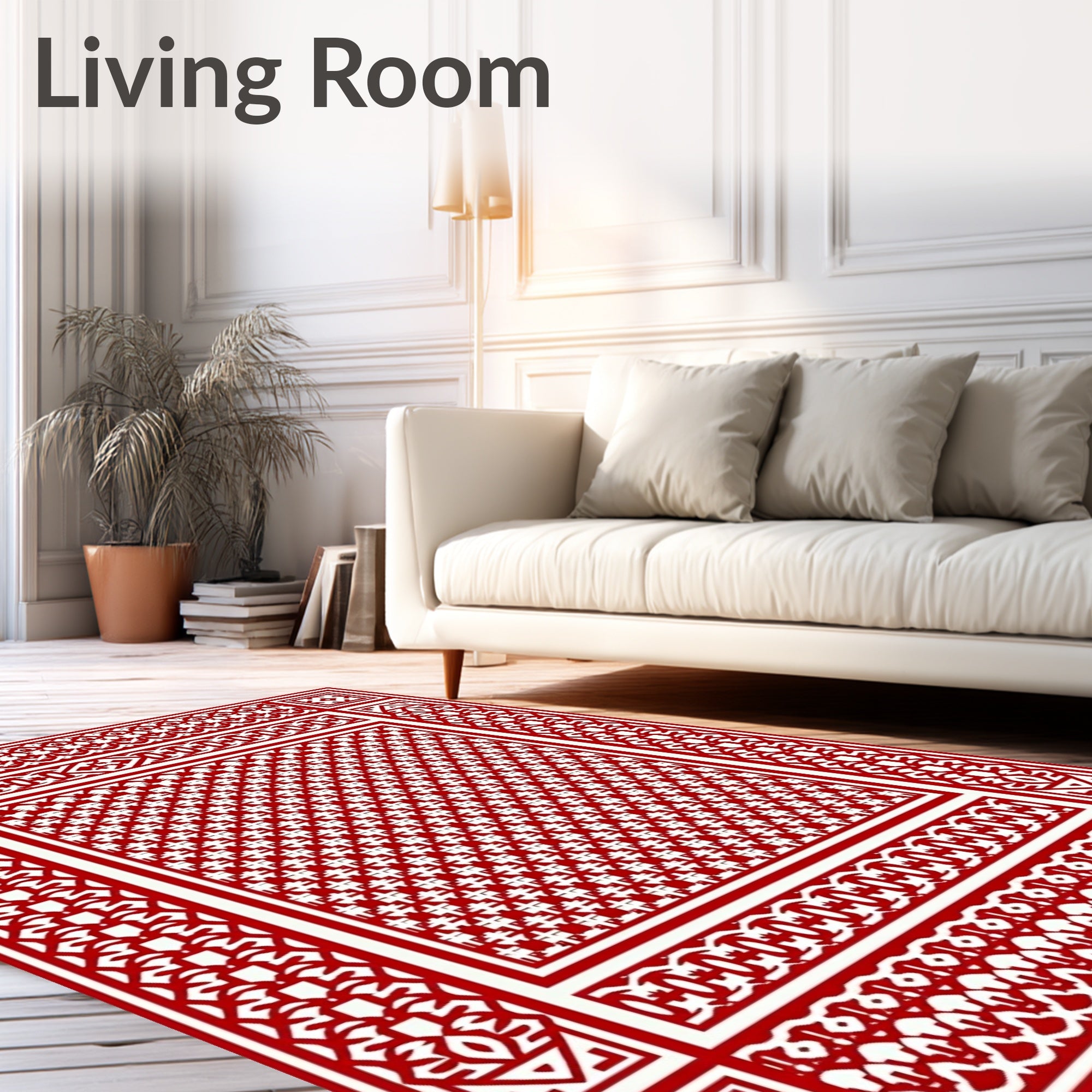 Intricate Red Geometric Pattern Rug