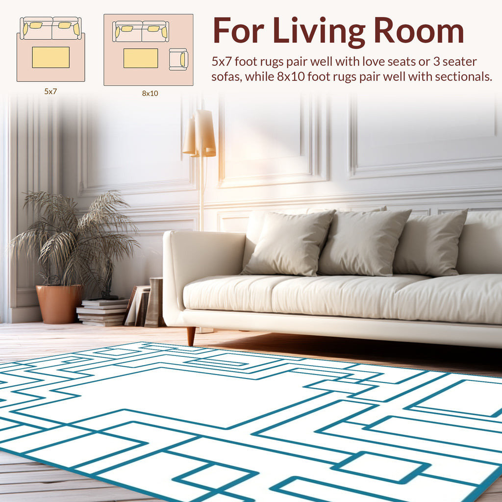 Labyrinth Geometric Patterned Design Rug