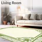 Vintage Green Floral Scroll Frame Rug
