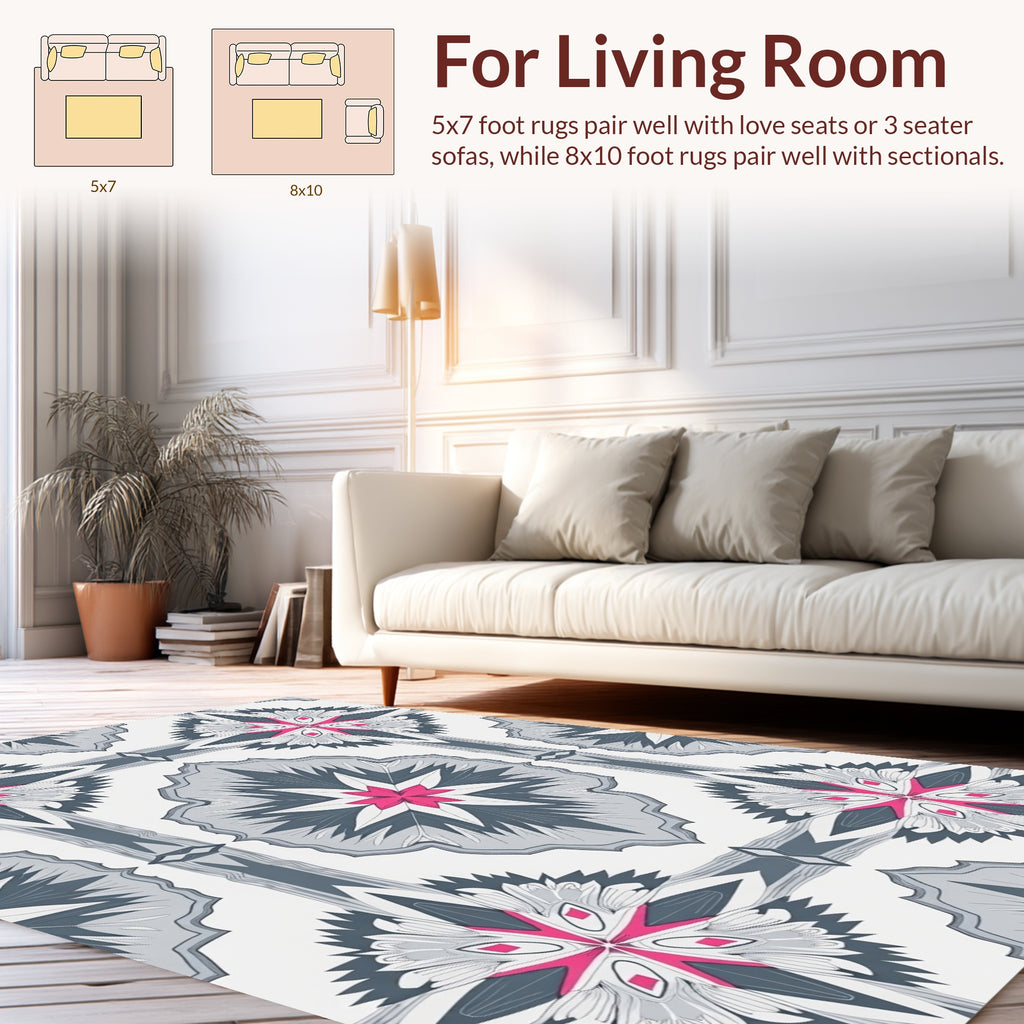 Modern Floral Geometric Pattern Rug