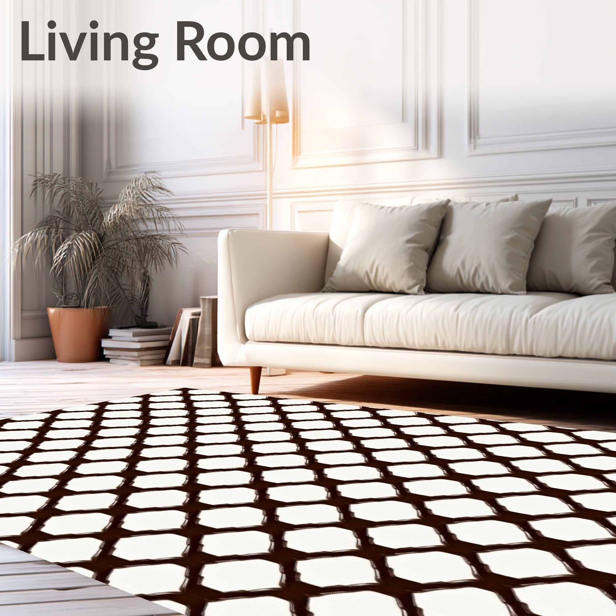 Dark Abstract Geometric Interlocking Pattern Rug