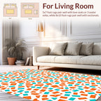 Playful Orange Teal Geometric Shapes Rug