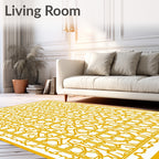 Ornate Yellow Lattice Pattern Rug
