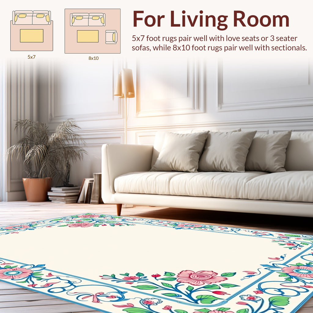 Vintage Floral Foliage Scroll Rug