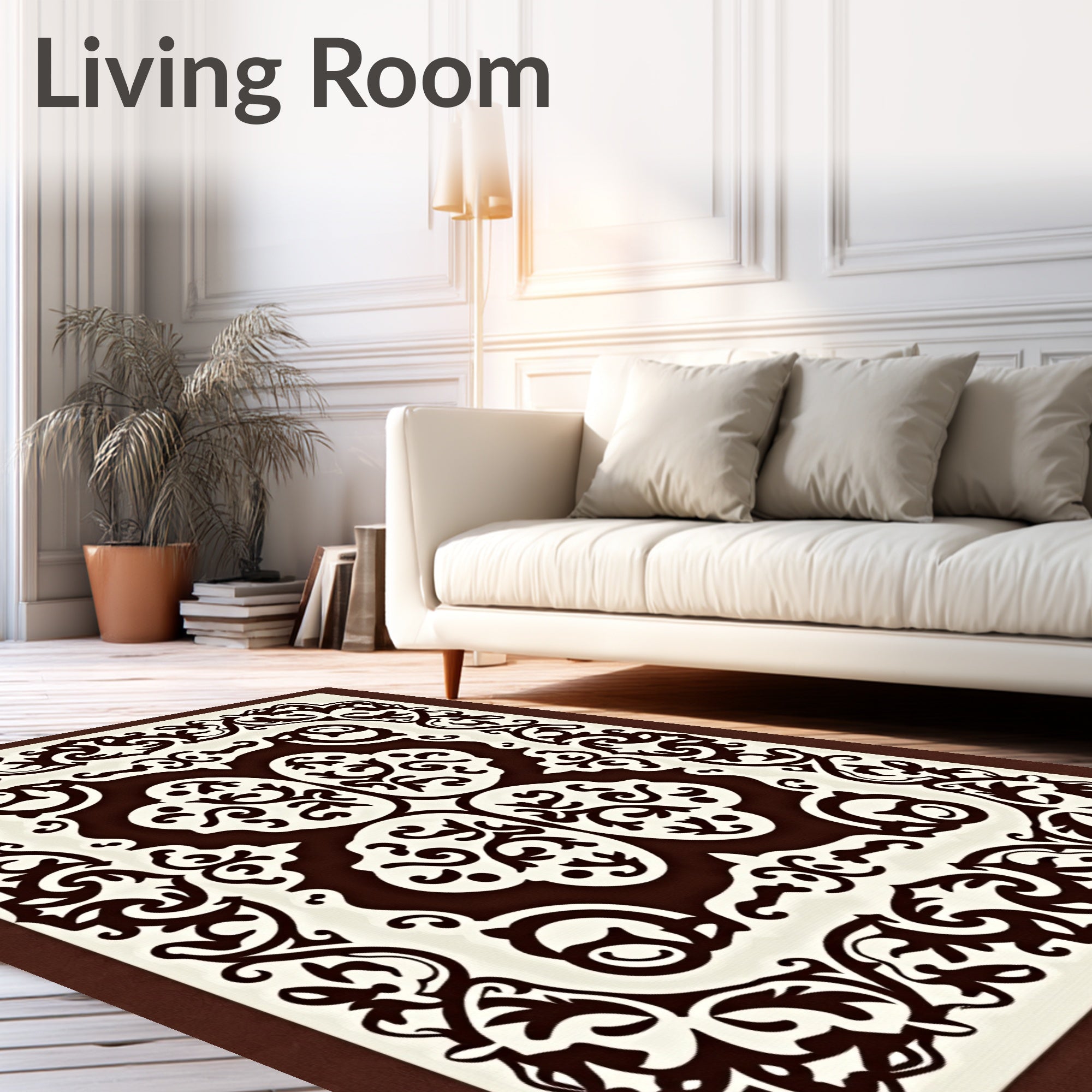 Intricate Floral Design With Dark Accents Rug