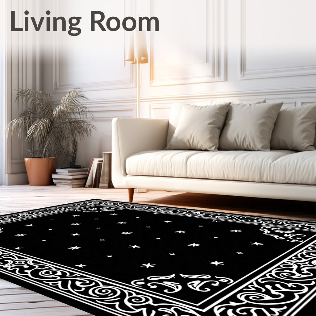 Ornate Star And Scroll Pattern Design Rug