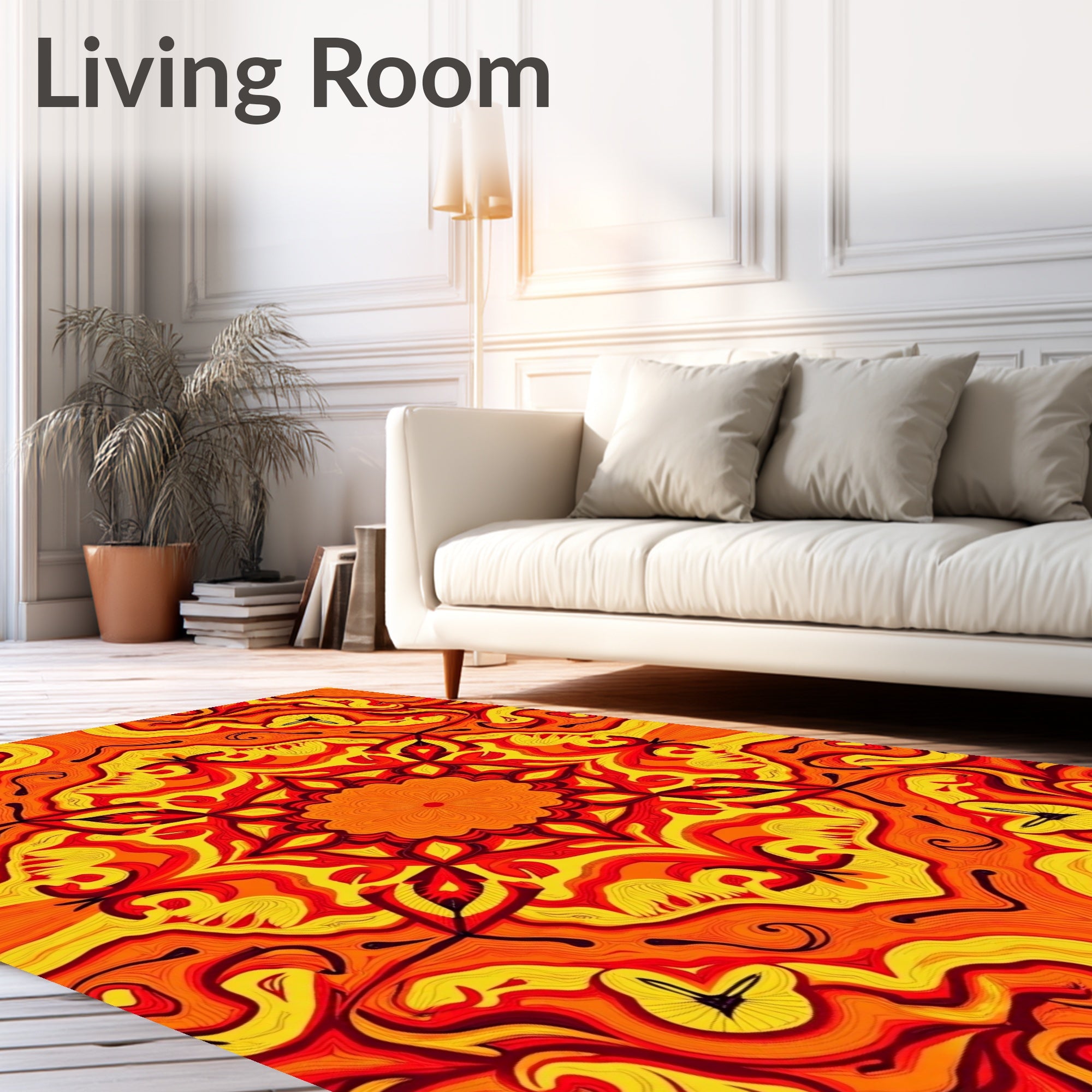 Abstract Warm Swirls Mandala Pattern Rug