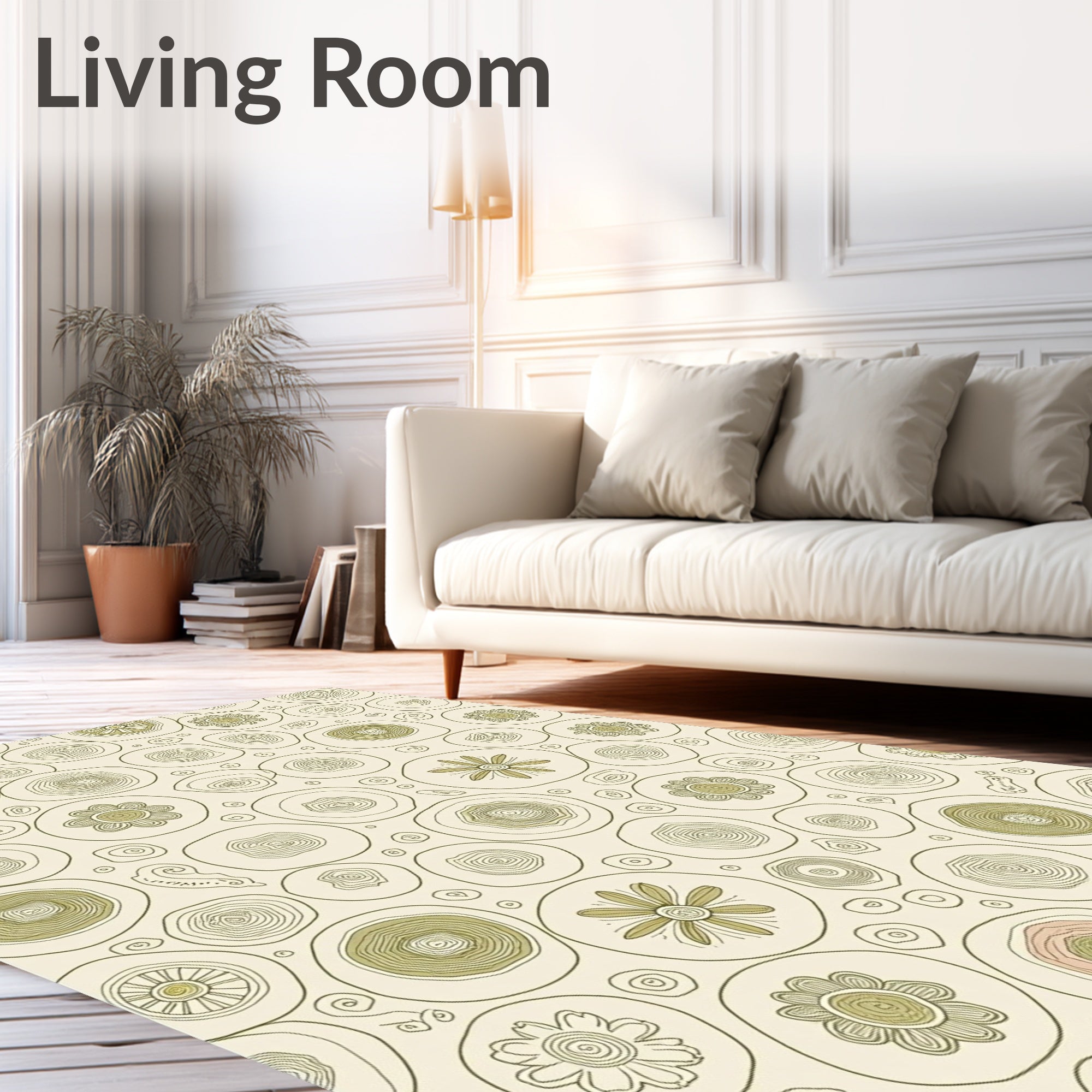 Circles with Whimsical Floral Accents Rug