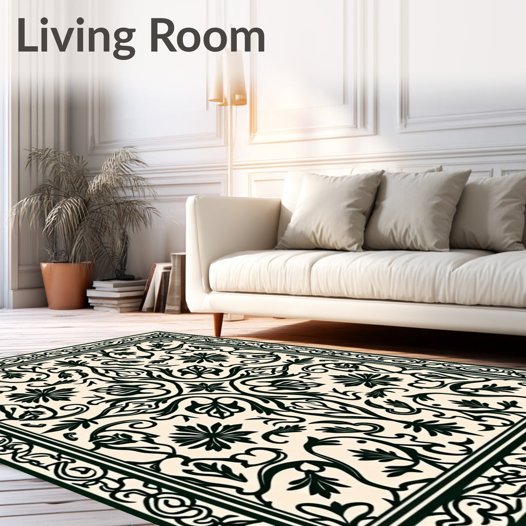 Elaborate Floral Scrollwork Pattern Rug