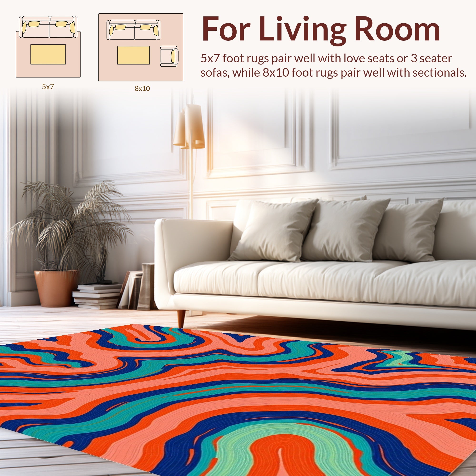 Vibrant Wavy Stripe Pattern Rug