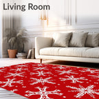 Red And White Snowflake Pattern Rug