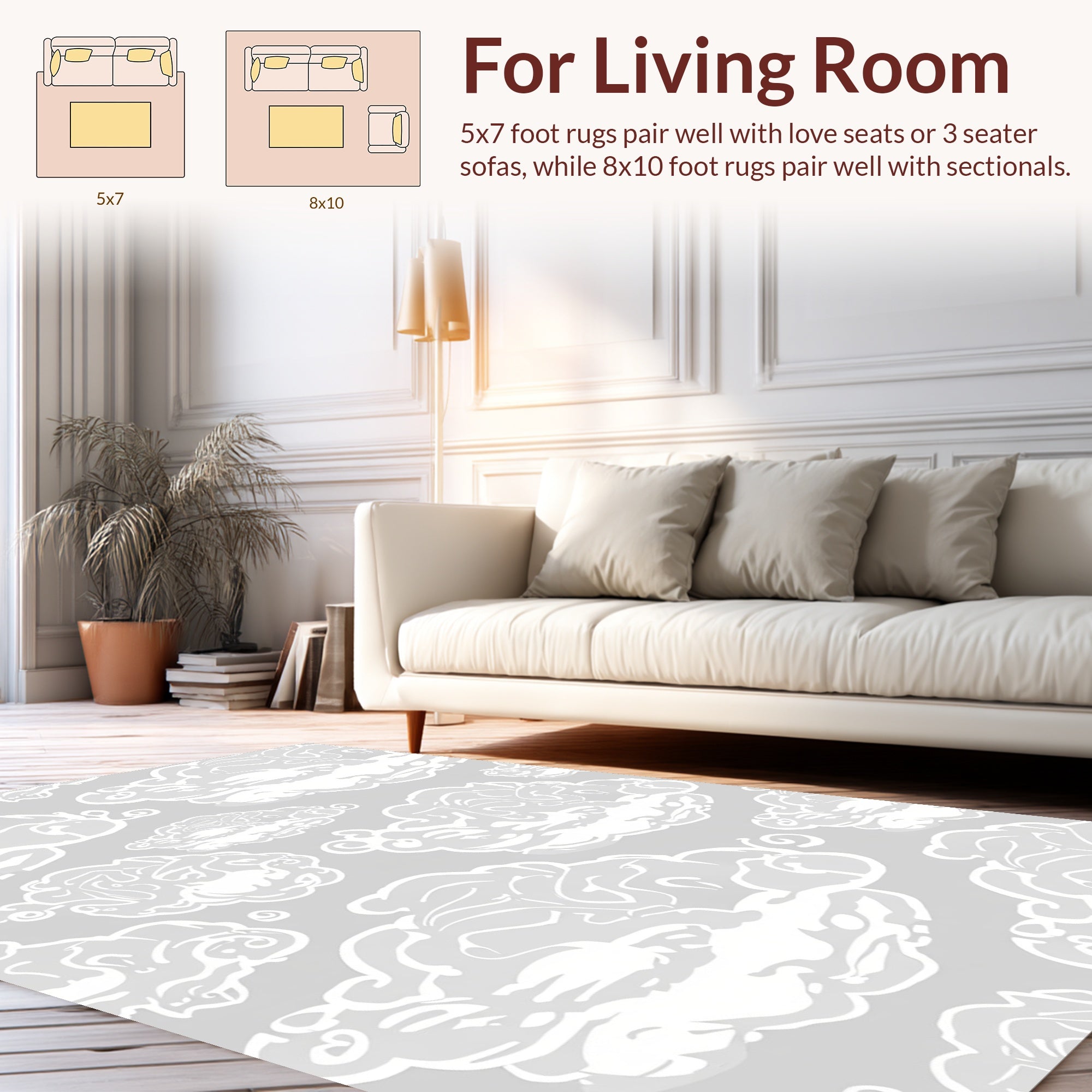 Whimsical White Cloud Patterned Ground Rug