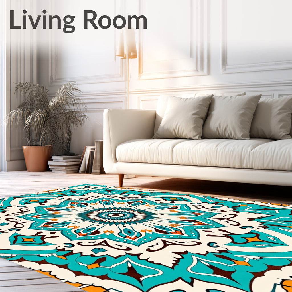 Mandala Style Bright Geometric Pattern Rug