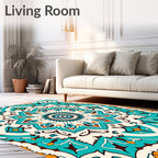 Mandala Style Bright Geometric Pattern Rug