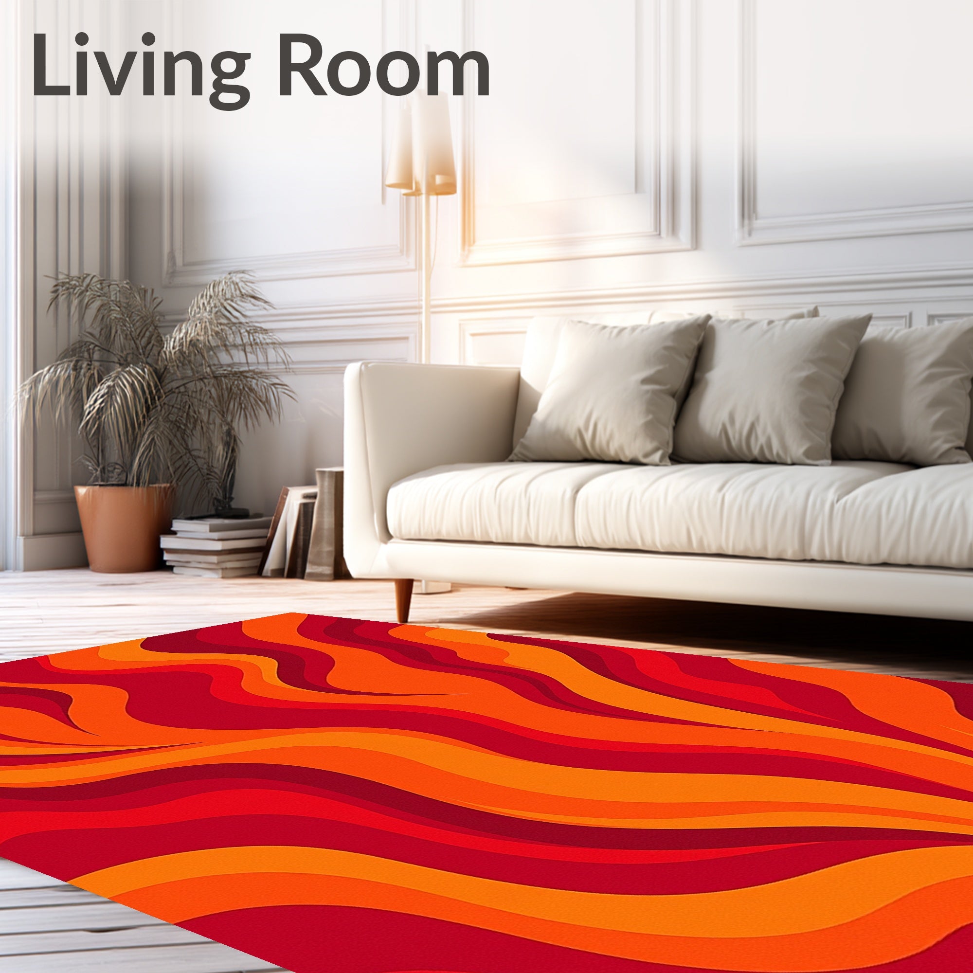Warm Swirling Fire Design Rug