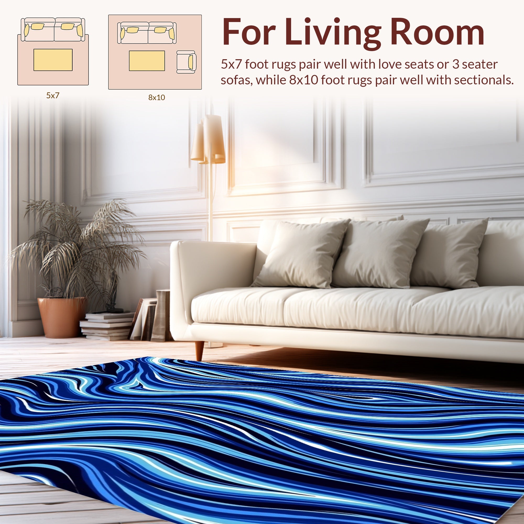 Navy Blue Wavy Swirl Rug