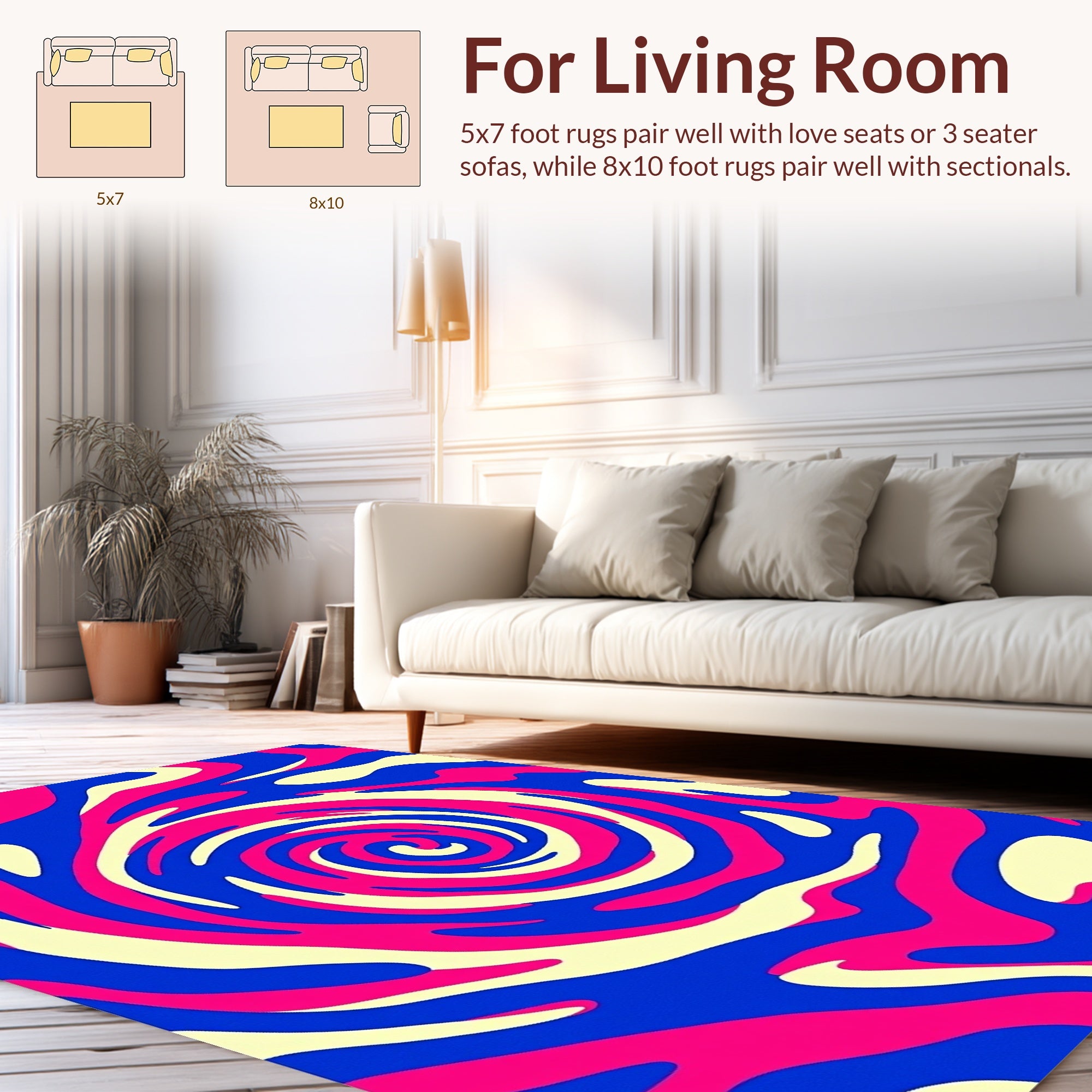 Vibrant Swirl Patterned Abstract Design Rug