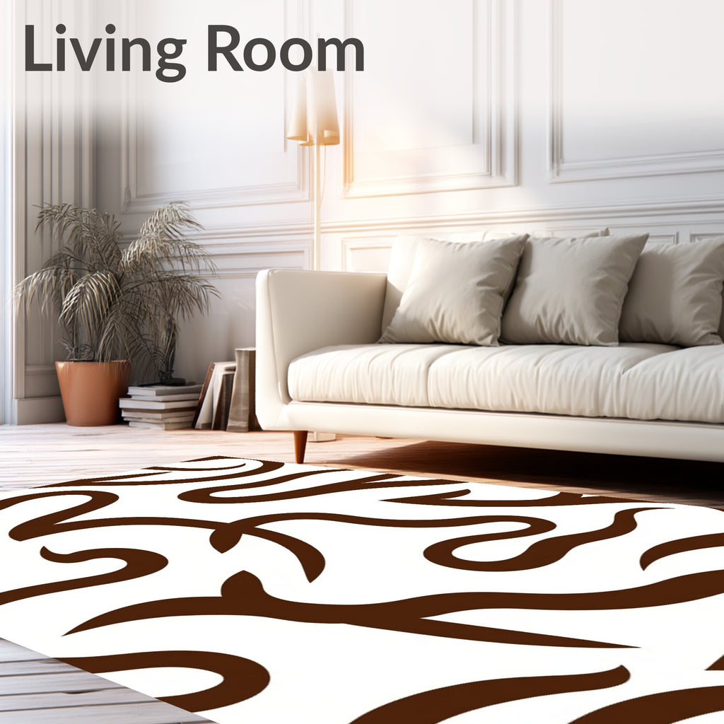 Brown Swirl Abstract Art Rug