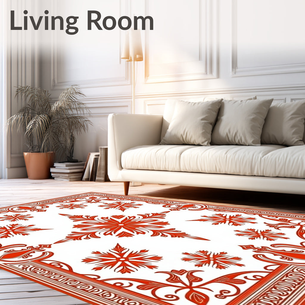 Vintage Floral Medallion Red Pattern Rug