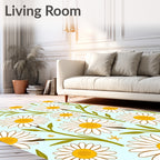 Daisies Pattern With Green Stems Rug