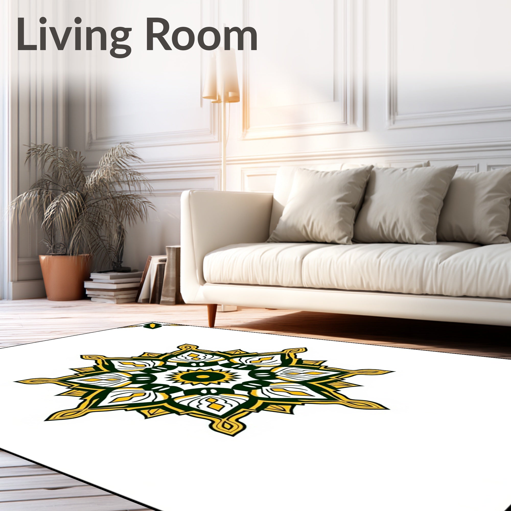 Radiant Eight-Pointed Floral Mandala Rug
