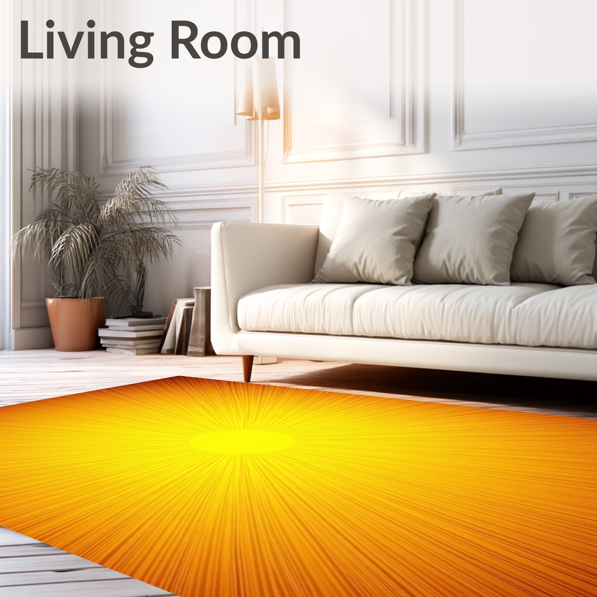 Radiant Sunburst Yellow Orange Rug