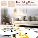 Dark Blue Yellow Floral Abstract Rug