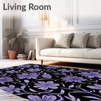 Bold Purple Floral Vines Rug