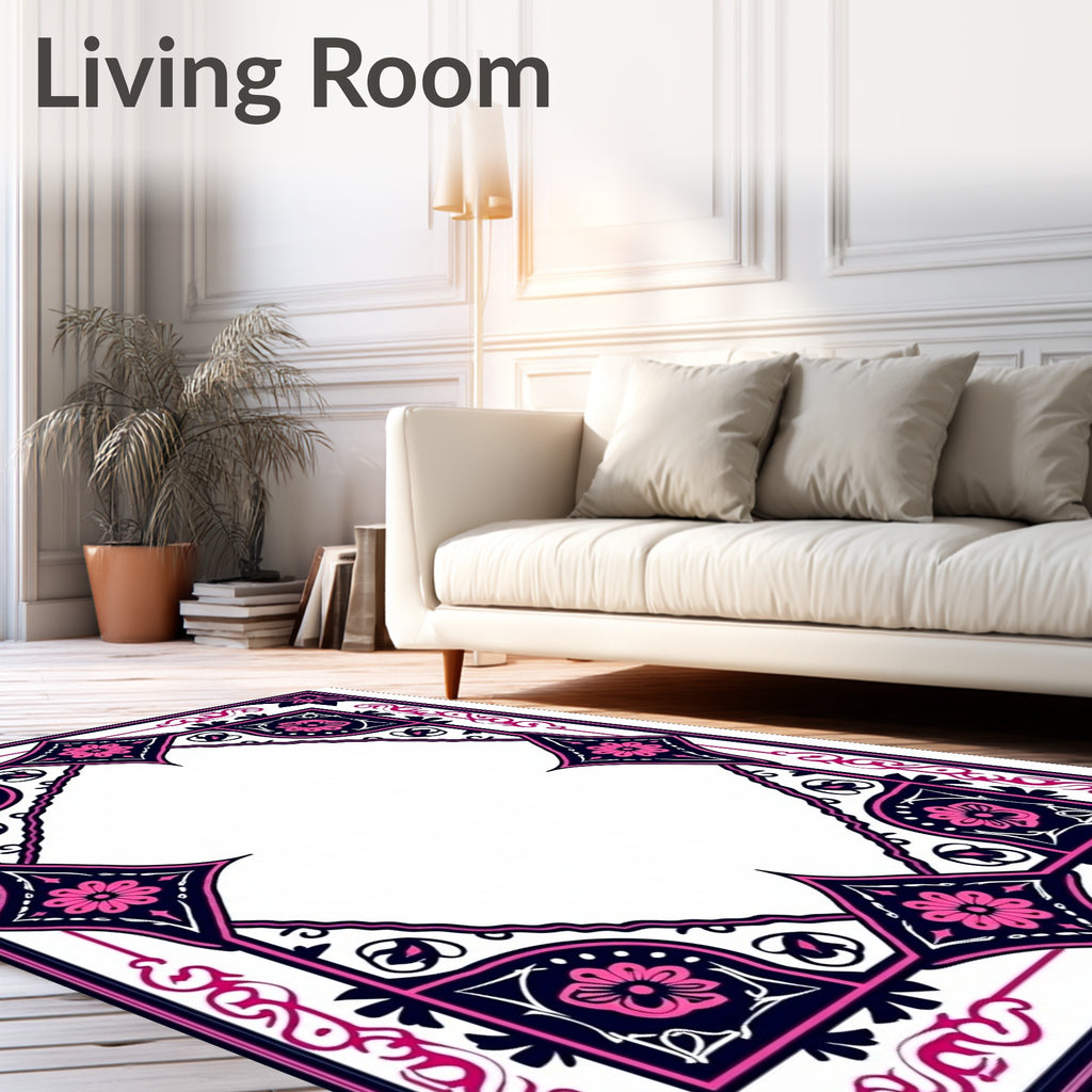 Floral Medallion Border Design Rug