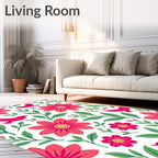 Whimsical Birds and Bold Floral Pattern Rug