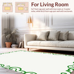 Elegant Green Scrollwork Patterned Rug