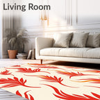 Flames Pattern On Cream Background Rug