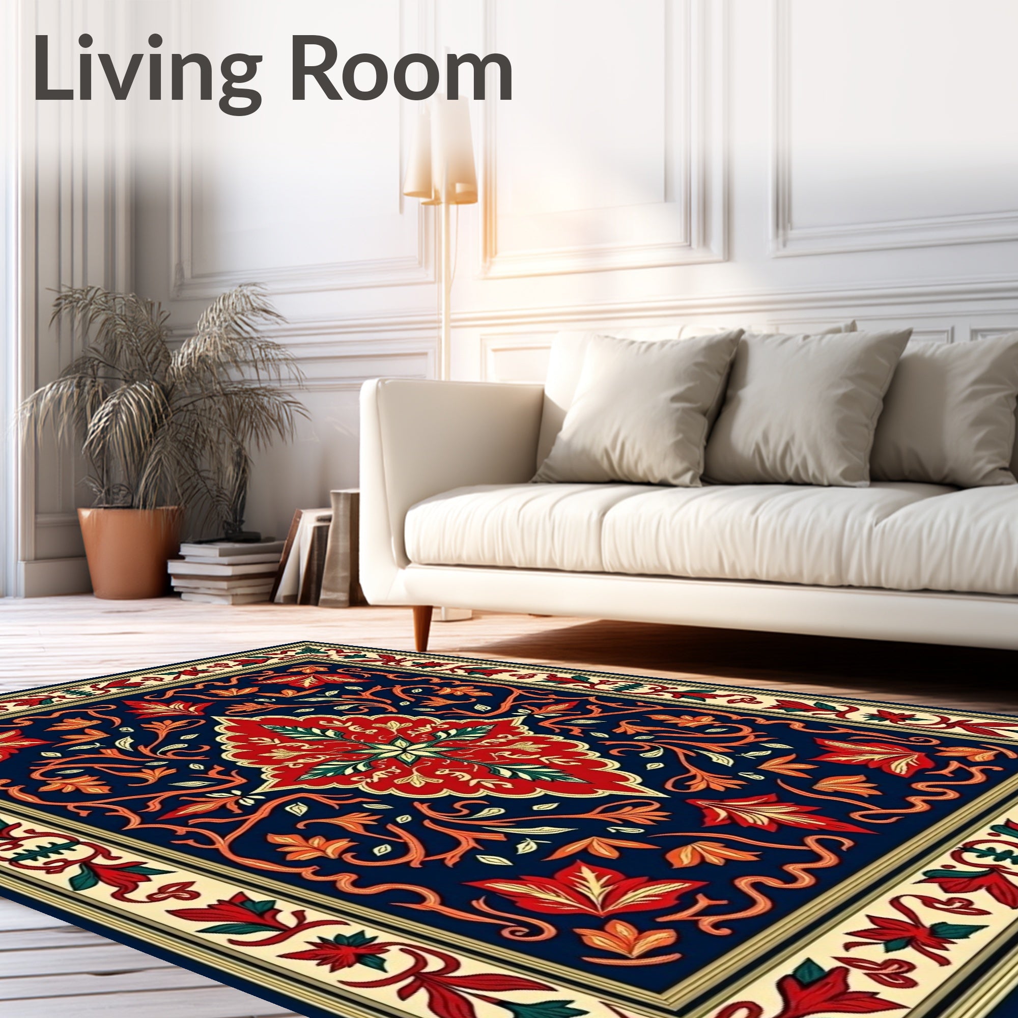 Rich Red Floral Vine Accent Rug